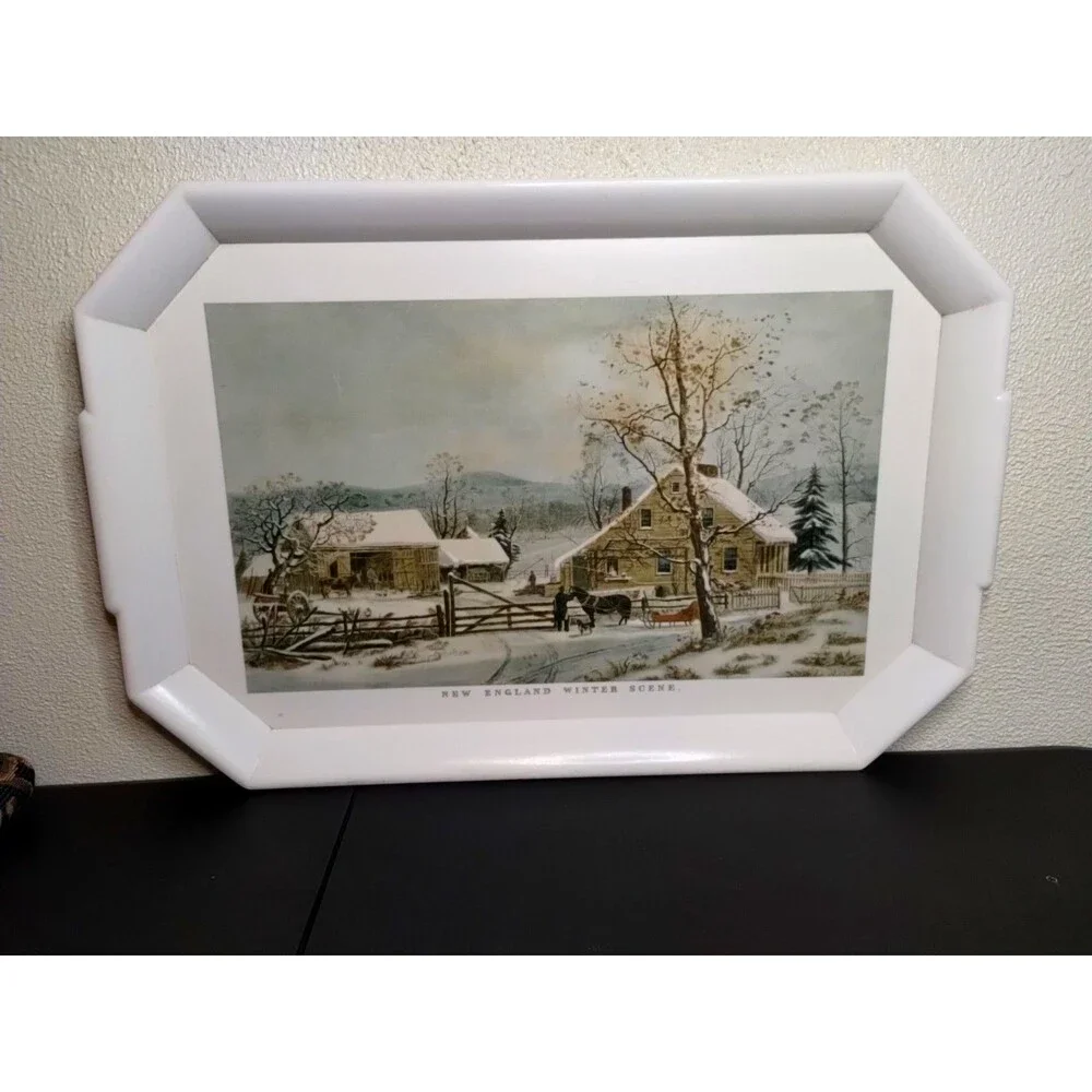 Vtg Waverly Melamine Serving Tray New England Winter Scene 20